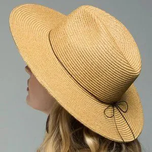 Natural Duo Tone Panama Hat Wood Bead Bow Accent Dainty NYC | Accessories | Natural Duo Tone Panama Hat Wood  main image 4